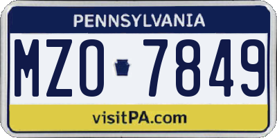PA license plate MZO7849