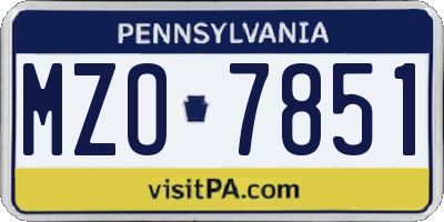 PA license plate MZO7851
