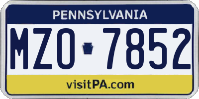 PA license plate MZO7852