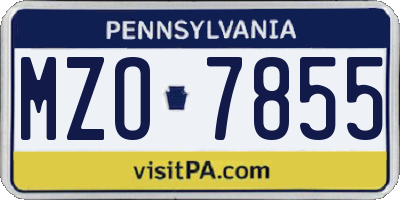 PA license plate MZO7855
