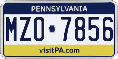 PA license plate MZO7856
