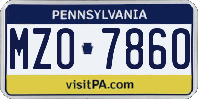 PA license plate MZO7860