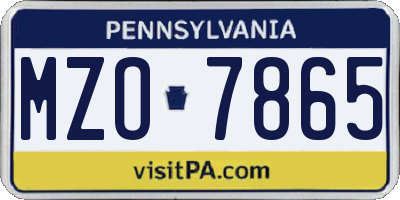 PA license plate MZO7865