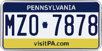 PA license plate MZO7878