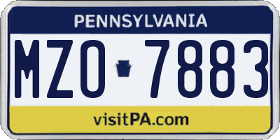 PA license plate MZO7883
