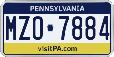PA license plate MZO7884