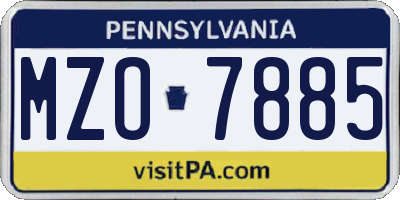 PA license plate MZO7885