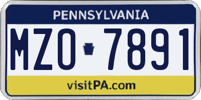 PA license plate MZO7891