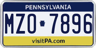 PA license plate MZO7896