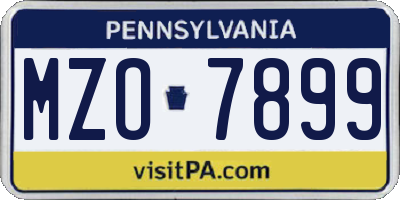 PA license plate MZO7899