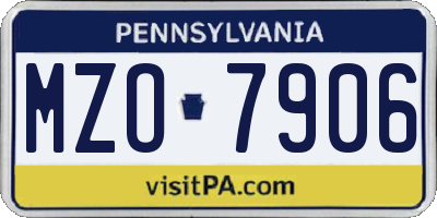 PA license plate MZO7906