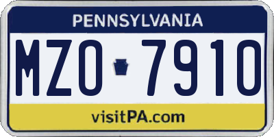 PA license plate MZO7910