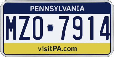 PA license plate MZO7914