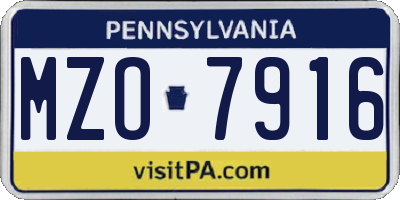 PA license plate MZO7916