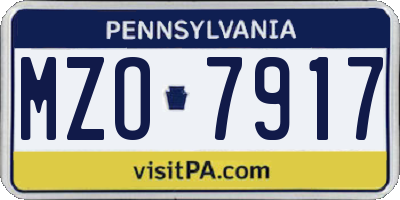 PA license plate MZO7917