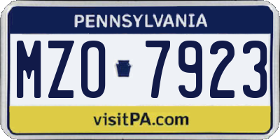 PA license plate MZO7923
