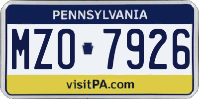 PA license plate MZO7926