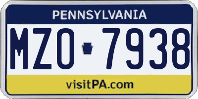 PA license plate MZO7938