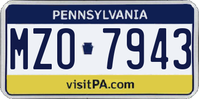 PA license plate MZO7943