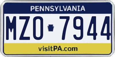PA license plate MZO7944