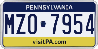 PA license plate MZO7954