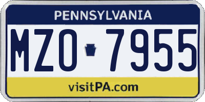 PA license plate MZO7955