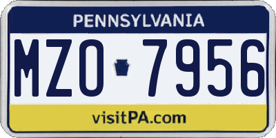 PA license plate MZO7956