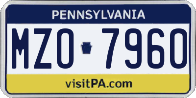 PA license plate MZO7960