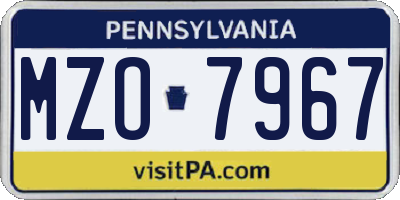 PA license plate MZO7967