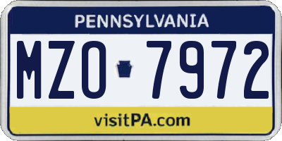 PA license plate MZO7972