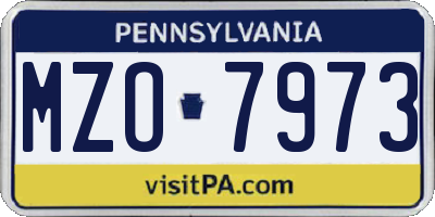 PA license plate MZO7973