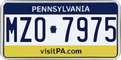 PA license plate MZO7975