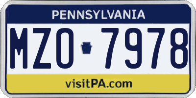 PA license plate MZO7978