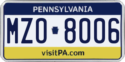 PA license plate MZO8006