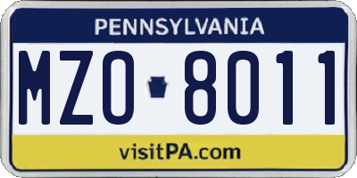 PA license plate MZO8011