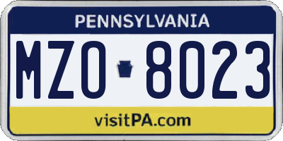 PA license plate MZO8023
