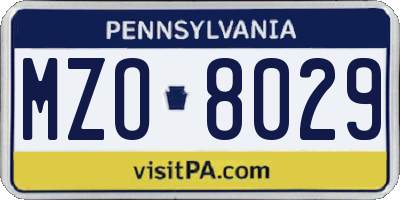 PA license plate MZO8029