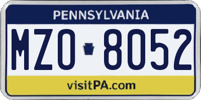 PA license plate MZO8052