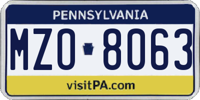 PA license plate MZO8063
