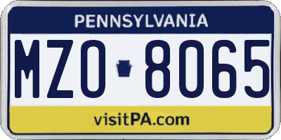 PA license plate MZO8065