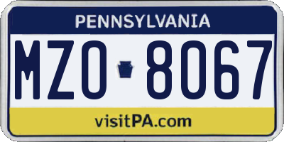 PA license plate MZO8067