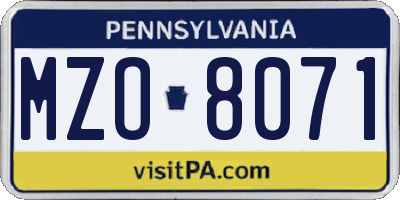 PA license plate MZO8071