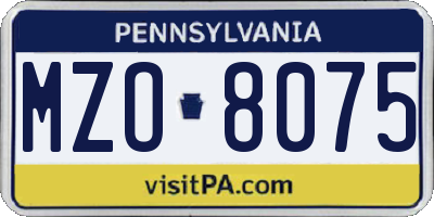 PA license plate MZO8075