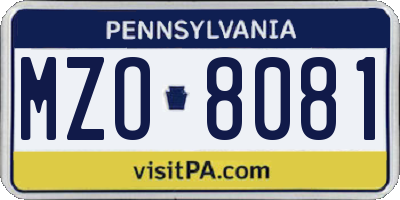PA license plate MZO8081