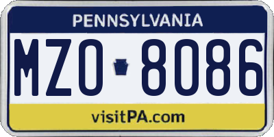 PA license plate MZO8086
