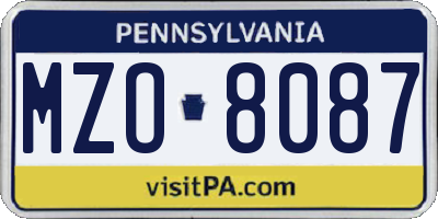 PA license plate MZO8087
