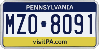 PA license plate MZO8091