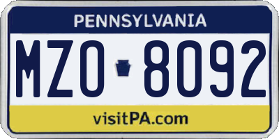 PA license plate MZO8092