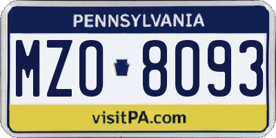 PA license plate MZO8093