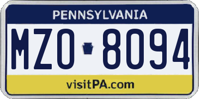 PA license plate MZO8094